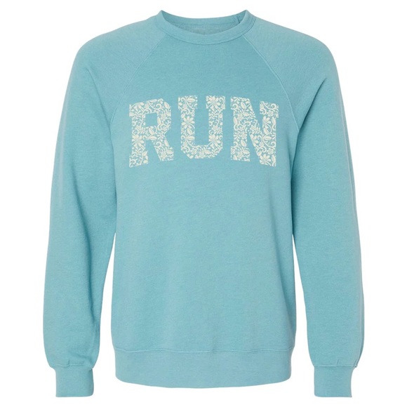 Sarah Marie Running Co. Limited Edition Teal Lace RUN Crewneck Sweatshirt - Picture 2 of 5